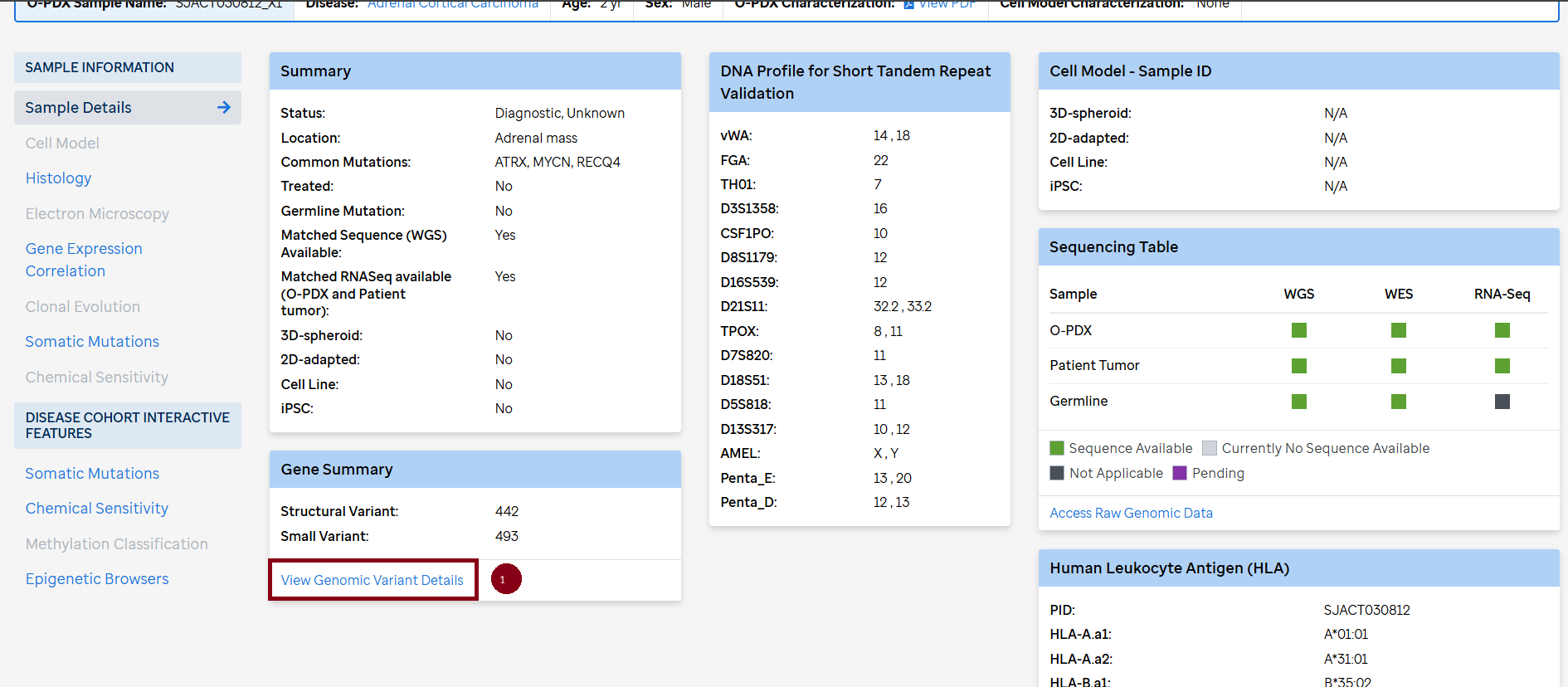 Access sample gene heatmap - Screenshot
