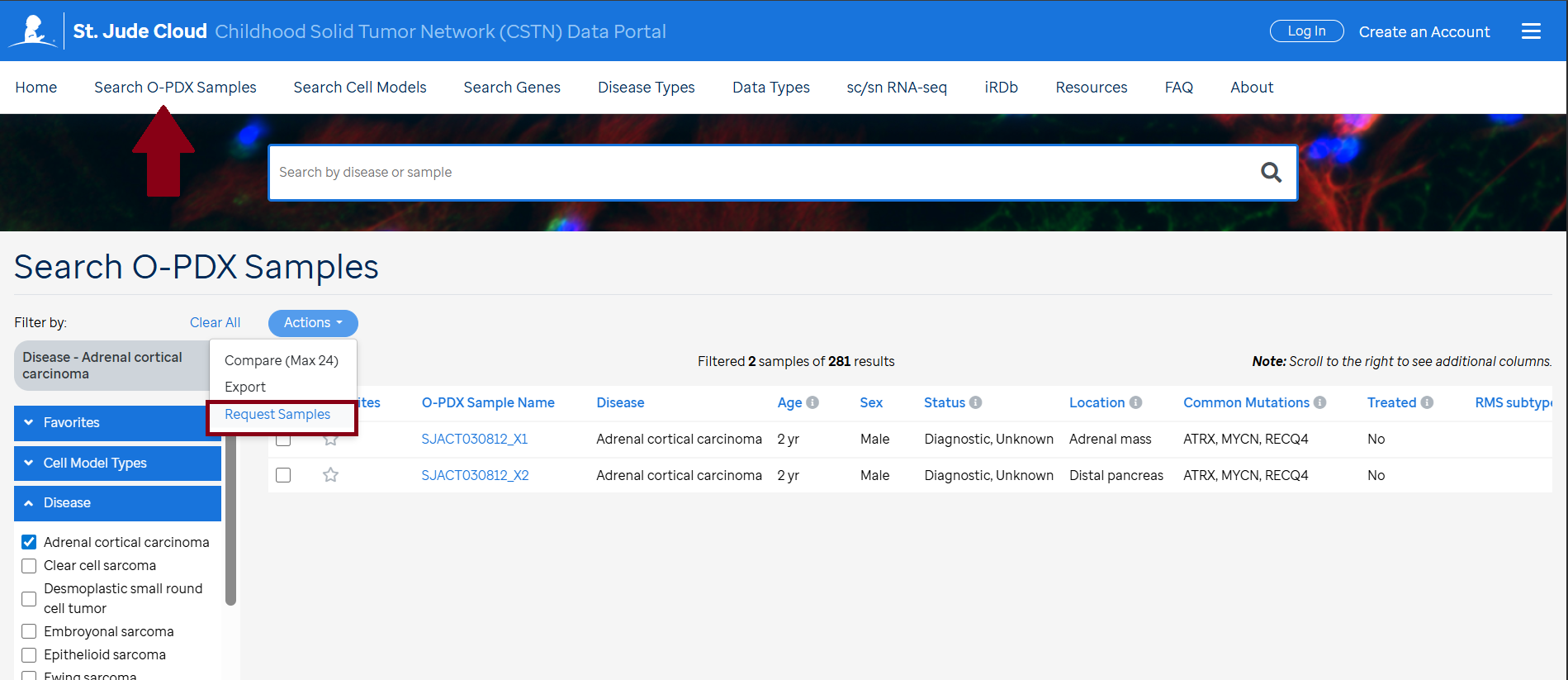 Request Samples - Screenshot