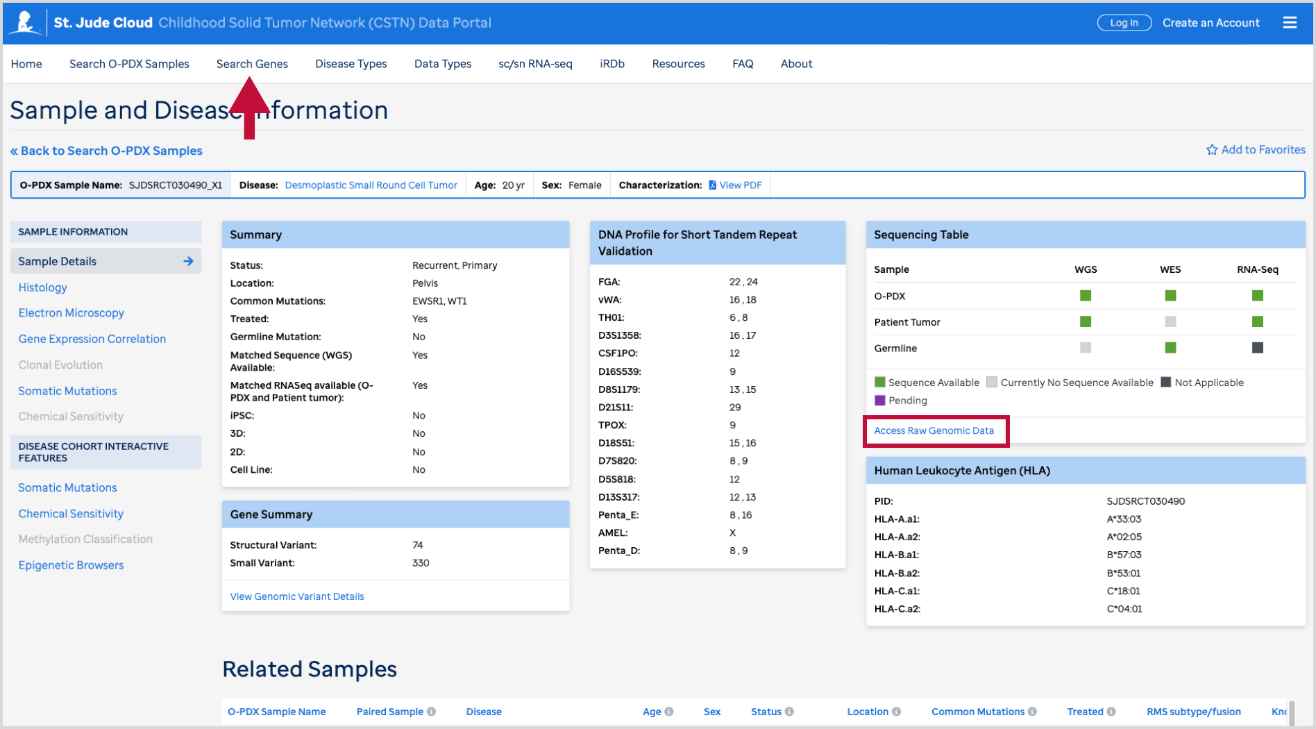 Access raw data - Screenshot