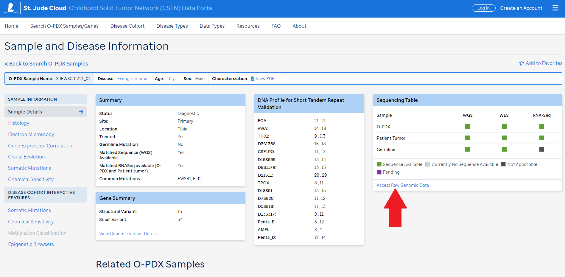 Access raw data - Screenshot