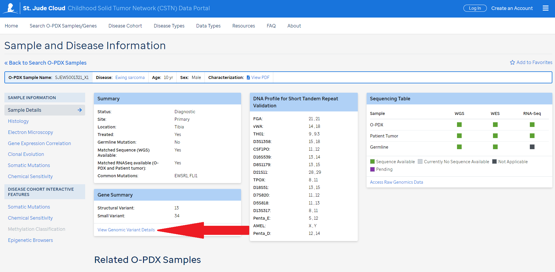 Access sample gene heatmap - Screenshot